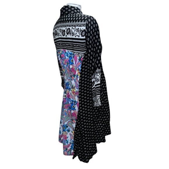 Women's Black and White Patterned Dress - Picture 12 of 15